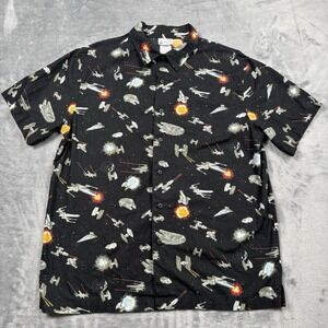 Disney Parks Star Wars Millennium Falcon Hawaiian Camp Shirt Black Men Medium